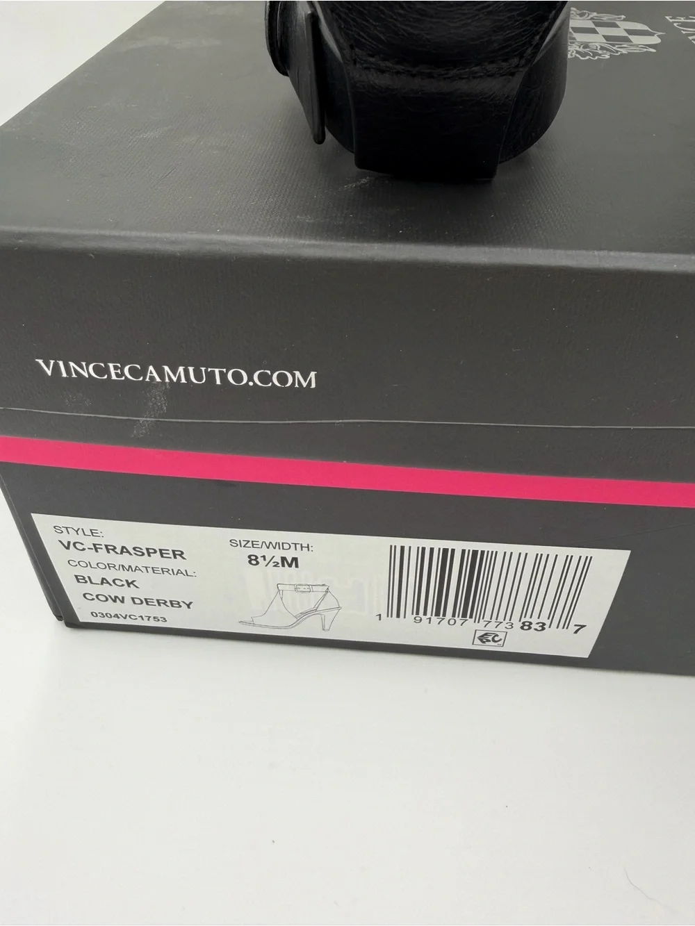 Vince Camuto Fasper Black Leather Ankle-Strap Peep-Toe Heel 8.5 Bootie Sandal